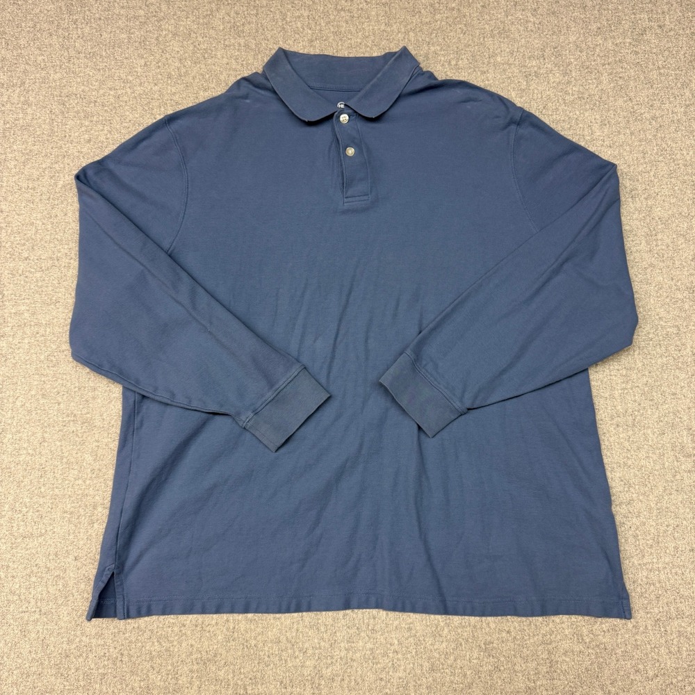 HB | Long Sleeve Polo Shirt|2XLT |Blue|100% Cotton Pique RibbedCuffs Casual 2757